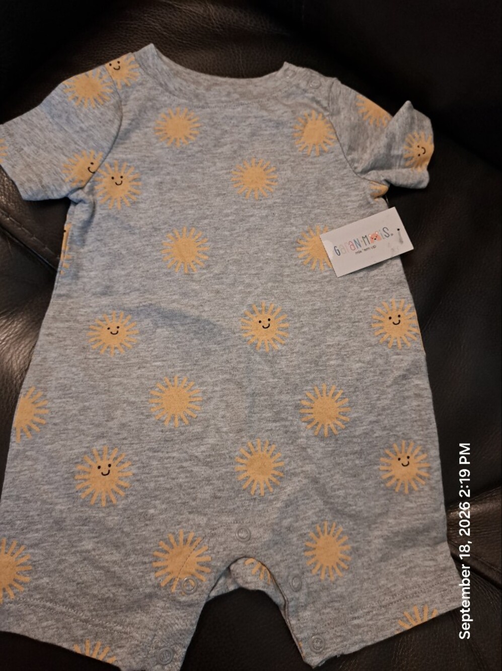 Garanimals Gray One-Piece with Yellow Sun Pattern